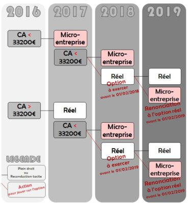 schéma options pour régime fiscal microentreprise ou réel