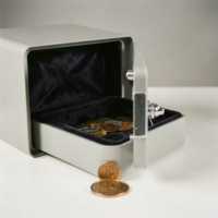 coffre fort avec quelques centimes